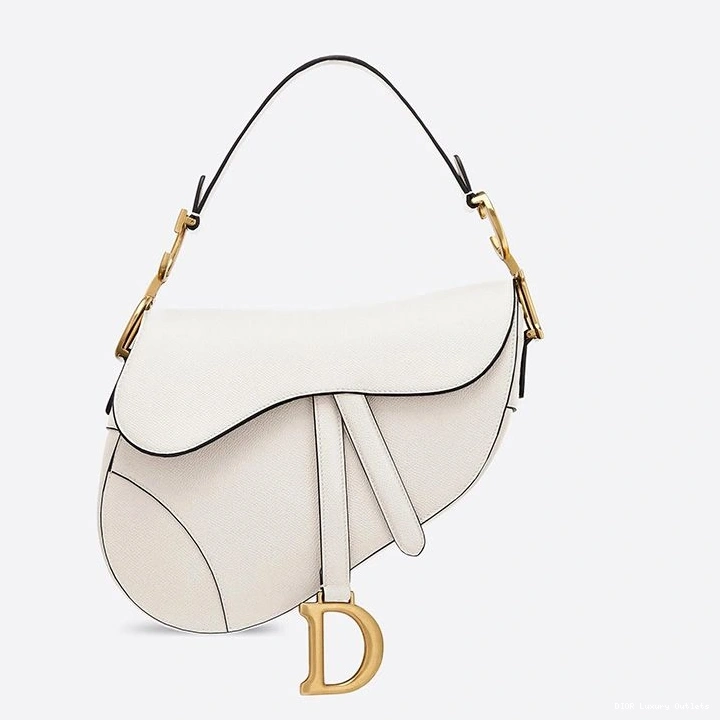 Cheap Calfskin Bag Dior White Saddle Grained 0806 Luxury